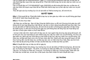 Quyết định 4045/QĐ-BGDĐT  phê duyệt Đề án Phát triển thiết bị dạy học