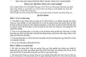 Quyết định 276/QĐ-TCLN chức năng, nhiệm vụ, quyền hạn cơ cấu tổ chức