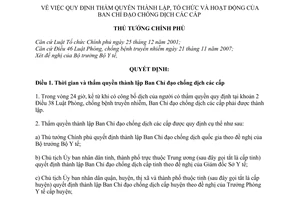 Quyết định 56/2010/QĐ-TTg  thẩm quyền thành lập tổ chức hoạt động