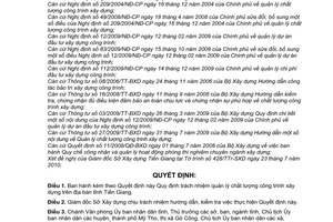 Quyết định 15/2010/QĐ-UBND trách nhiệm quản lý chất lượng công trình