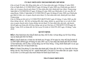 Quyết định 70/2010/QĐ-UBND  Quy chế tổ chức hoạt động Sở Giao thông vận tải