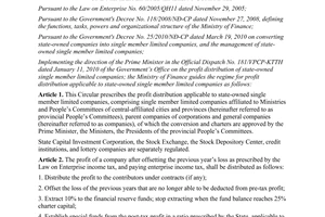 Circular No. 138/2010/TT-BTC guiding the regime for profit distribution applicab