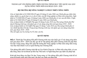 Quyết định 2501/QĐ-BNN-TCCB thành lập Văn phòng điều phối