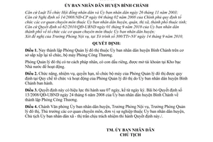 Quyết định 12/2010/QĐ-UBND thành lập Phòng Quản lý đô thị