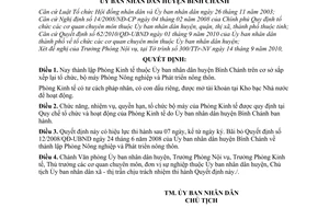 Quyết định 12/2010/QĐ-UBND thành lập Phòng Kinh tế