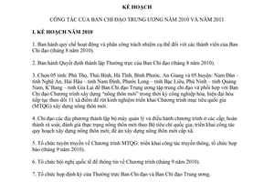 Kế hoạch 436/KH-BCĐXDNTM công tác Ban Chỉ đạo Trung ương