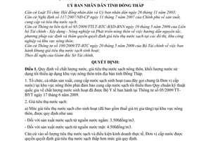 Quyết định 30/2010/QĐ-UBND chất lượng, giá tiêu thụ khối lượng sử dụng nước