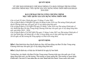 Quyết định 437/QĐ-BCĐXDNTM Quy chế hoạt động Ban Chỉ đạo Trung ương