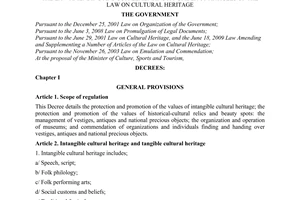 Decree No. 98/2010/ND-CP detailing a number of articles of the law on cultural