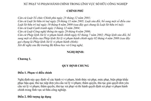 Nghị định 97/2010/NĐ-CP xử phạt vi phạm hành chính trong sở hữu công nghiệp