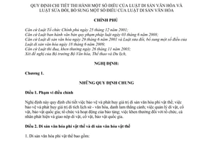 Nghị định 98/2010/NĐ-CP hướng dẫn Luật di sản văn hóa