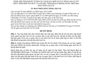 Quyết định 30/2010/QĐ-UBND chế độ chi tiêu đón tiếp khách nước