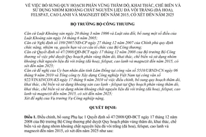 Quyết định 4932/QĐ-BCT bổ sung quy hoạch phân vùng thăm dò, khai thác,