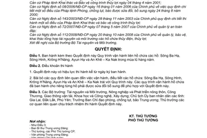 Quyết định 1757/QĐ-TTg Quy trình vận hành liên hồ chứa các hồ