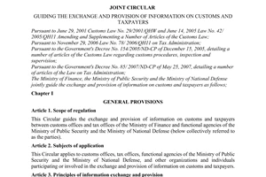 Joint circular No. 146/2010/TTLT-BTC-BCA-BQP guiding the exchange and provision