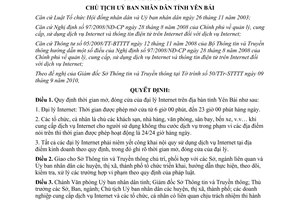 Quyết định 1553/QĐ-UBND năm 2010 Quy định thời gian mở đóng cửa đại lý Internet
