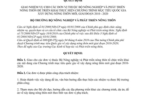 Quyết định 2561/QĐ-BNN-KTHT  giao nhiệm vụ cho đơn vị thuộc Bộ