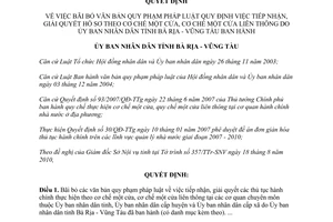 Quyết định 44/2010/QĐ-UBND bãi bỏ văn bản quy định tiếp nhận hồ sơ cơ chế một cửa Bà Rịa