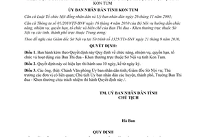 Quyết định 37/2010/QĐ-UBND chức năng nhiệm vụ quyền hạn tổ chức Ban Thi đua Khen thưởng Kon Tum