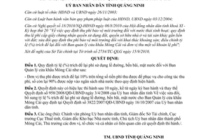 Quyết định 2901/2010/QĐ-UBND sửa đổi tỷ lệ trích phí sử dụng lề đường bến bãi Quảng Ninh