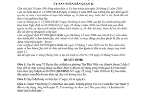 Quyết định 13/2010/QĐ-UBND Quy chế tổ chức hoạt động Ban Quản lý đầu tư xây dựng