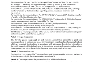 Circular No. 149/2010/TT-BTC guiding value added tax and customs administration