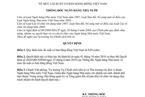 Quyết định 2281/QĐ-NHNN  mức lãi suất cơ bản bằng đồng Việt Nam