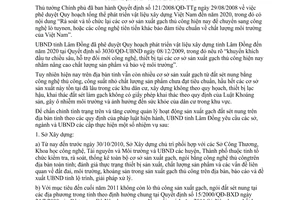 Chỉ thị 07/2010/CT-UBND tăng cường quản lý sản xuất gạch thủ công từ đất sét