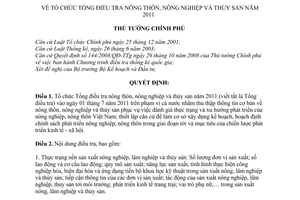 Quyết định 1785/QĐ-TTg  tổ chức Tổng điều tra nông thôn, nông nghiệp