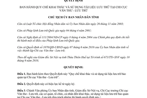 Quyết định 1814/QĐ-UBND 2010 Quy chế khai thác sử dụng tài liệu lưu trữ Chi cục Văn thư Lưu trữ Thừa Thiên Huế