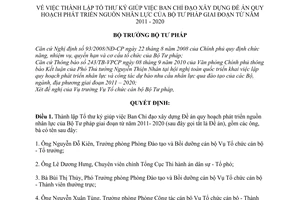 Quyết định 2455/QĐ-BTP thành lập Tổ thư ký giúp việc Ban Chỉ đạo xây dựng