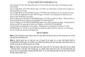 Quyết định 59/2010/QĐ-UBND chế độ trợ cấp cho đối tượng bảo trợ xã hội