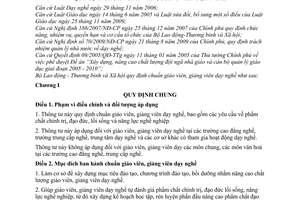 Thông tư 30/2010/TT-BLĐTBXH  chuẩn giáo viên, giảng viên dạy nghề