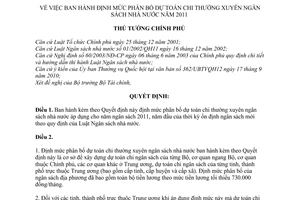 Quyết định 59/2010/QĐ-TTg Định mức phân bổ dự toán chi thường xuyên