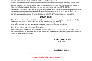 Quyết định 1855/QĐ-UBND 2010 Danh mục văn bản Quảng Trị từ 01/01/2007 đến 31/12/2009 hết hiệu lực