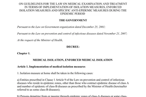 Decree 101/2010/ND-CP guildelines law on examination treatment of implementation isolation measures