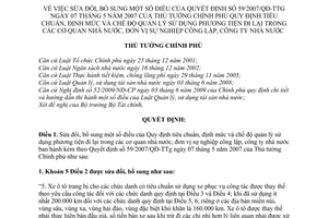 Quyết định 61/2010/QĐ-TTg sửa đổi Quyết định 59/2007/QĐ-TTg