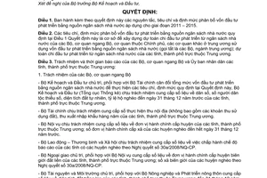 Quyết định 60/2010/QĐ-TTg nguyên tắc, tiêu chí định mức phân bổ vốn