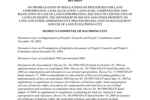 Decision 1609/2010/QD-UBND expropriation allocation issuance use rights management land Hai Phong
