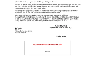 Công văn 5766/BGDĐT-GDTH hướng dẫn báo cáo đầu năm học 2010-2011