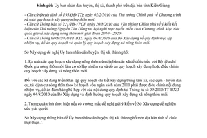 Công văn 662/SXD-KT.QHXD áp dụng Thông tư 09/2010/TT-BXD