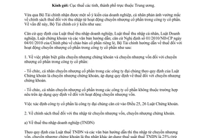 Công văn 12501/BTC-CST chính sách thuế hoạt động chuyển nhượng cổ phần