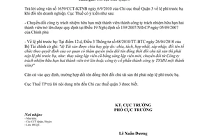 Công văn 6051/CT-PC  lệ phí trước bạ khi đổi tên doanh nghiệp