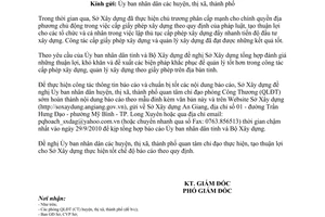 Công văn 427/SXD-KTQH báo cáo tình hình cấp giấy phép xây dựng