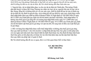 Công văn 12609/BTC-CST thuế nhập khẩu giá trị gia tăng