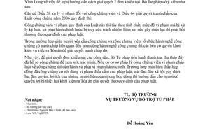 Công văn 3378/BTP-BTTP hướng dẫn giải quyết đơn khiếu nại