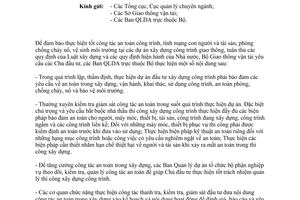 Công văn 6640/BGTVT-QLXD tổ chức, thực hiện công tác an toàn