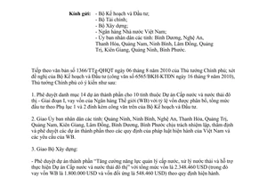 Công văn 1759/TTg-QHQT phê duyệt danh mục dự án thành phần thuộc Dự án Cấp