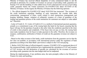 Official Dispatch No. 11754/BTC-CST On VAT for the revenues of services
