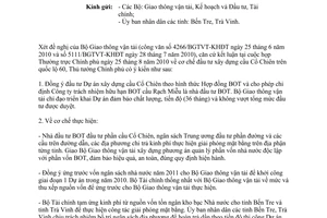 Công văn 1608/TTg-KTN  đầu tư xây dựng cầu Cổ Chiên trên quốc lộ 60